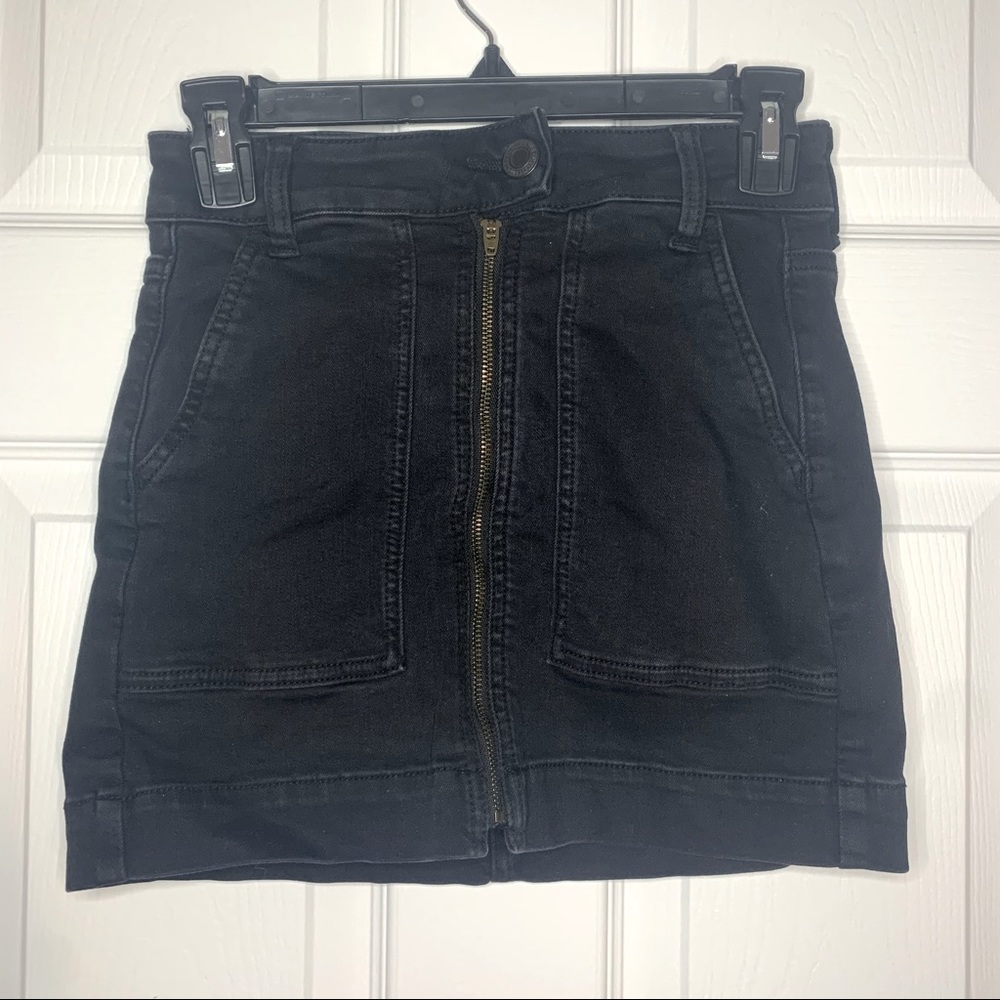 American Eagle Black Denim Mini Skirt With Pockets